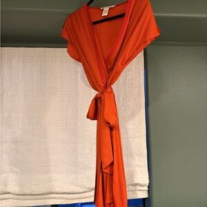 Vibrant Orange Wrap Dress